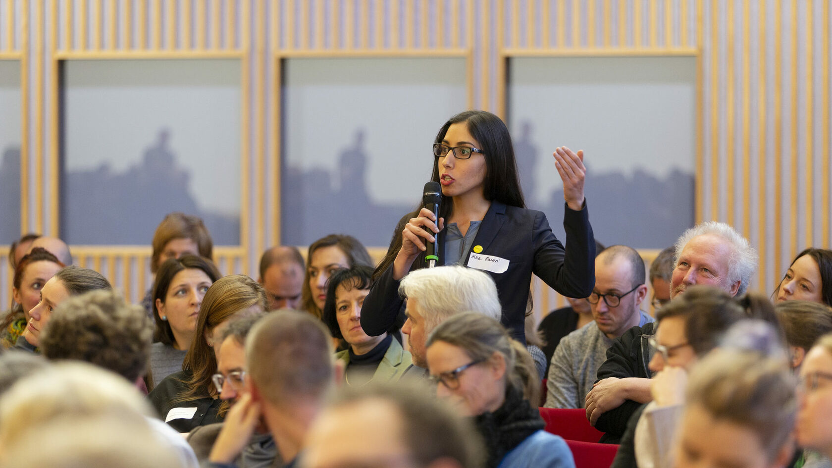 At the kick-off event for the platform process, a participant from the audience speaks up.